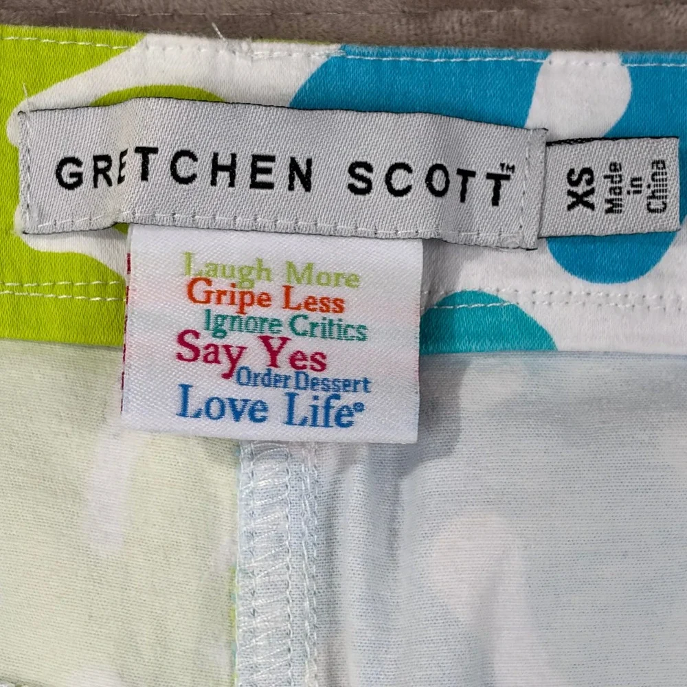 Gretchen Scott Pants‎ XS White Blue Green Abstract Floral Print Cropped Leg - Picture 7 of 10